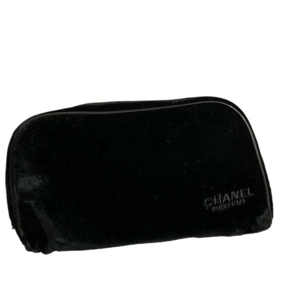 Chanel black parfums cosmetic makeup bag